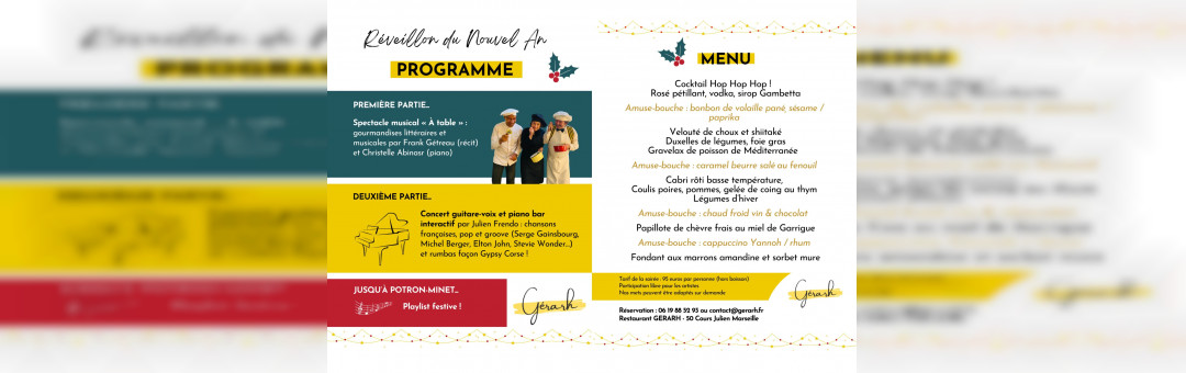 Réveillon du nouvel an au Restaurant GERARH !