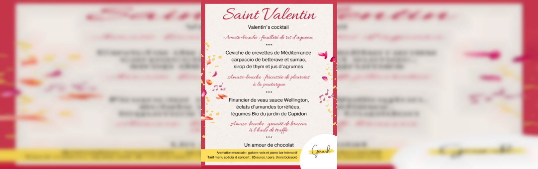Saint Valentin au Restaurant Gérarh : menu spécial et concert