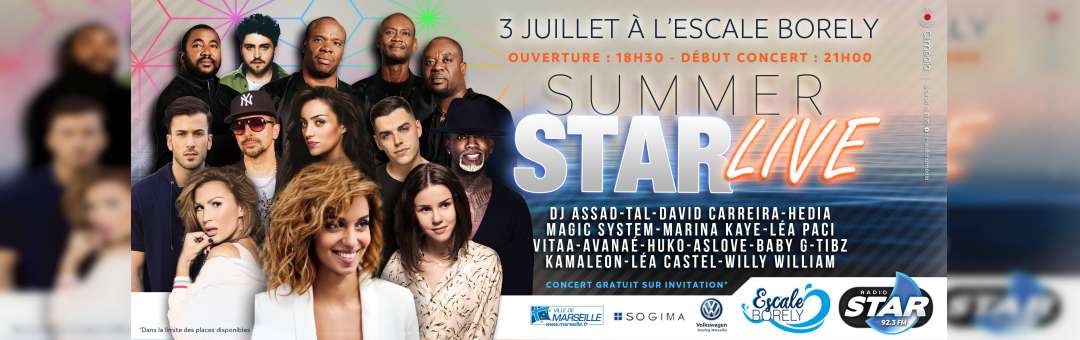 STAR Live Lundi 03 Juillet à l’Escale Borély – Concert Gratuit