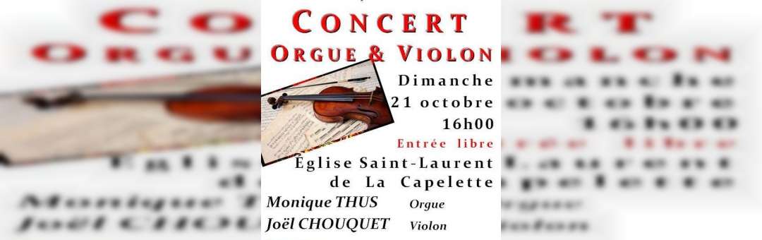 Concert Orgue et Violon dimanche 21 octobre à 16h00