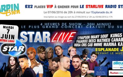 6×2 places VIP à gagner pour le Starlive Radio Star le 7 Juin sur l’Esplanade du J4 !