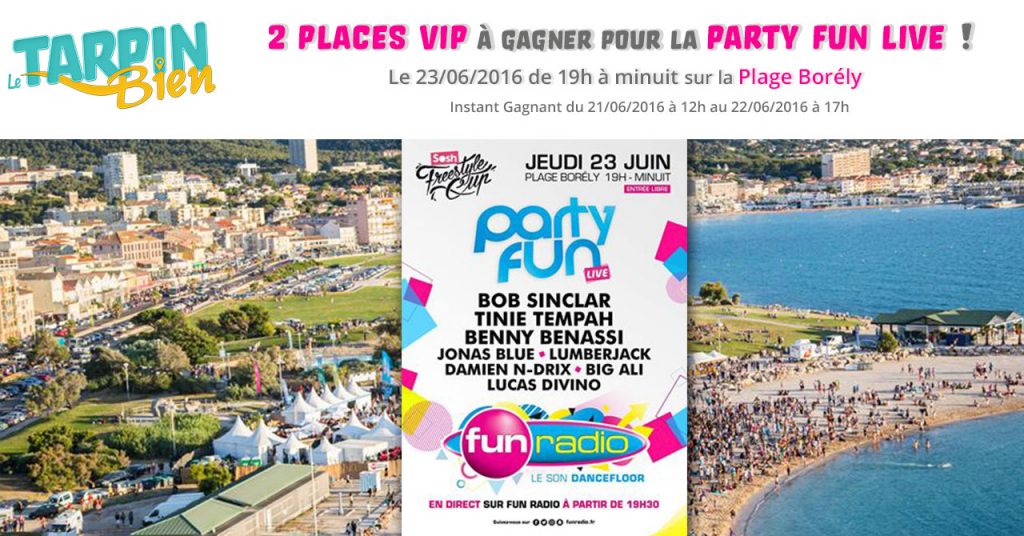 2 places VIP à gagner pour la Fun Party Live à la plage Borély