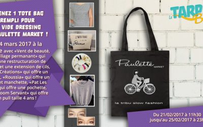 Un tote bag rempli de cadeaux pour le vide dressing de Paulette Market !