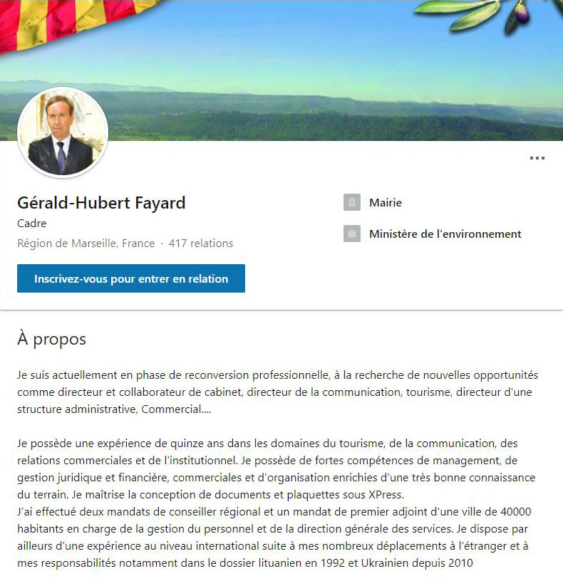 Profil Linkedin d'Hubert Fayard