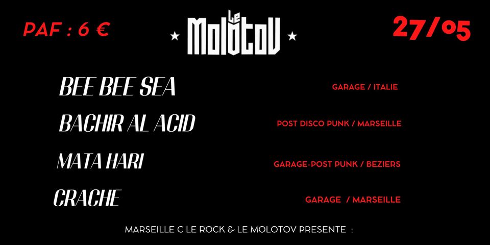 LE ROCK: Bee Bee Sea / Bachir Al Acid / Mata Hari / Crache au Molotov