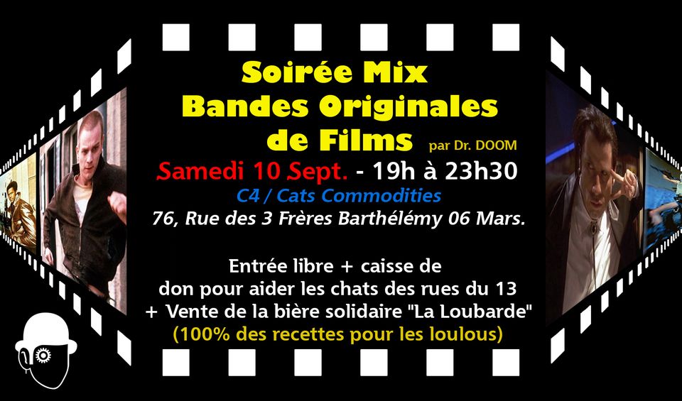 Soirée Mix Bandes Originales de Films + Aides aux chats des rues du 13