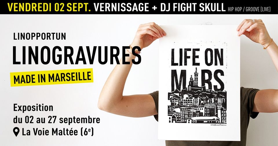 VERNISSAGE Linopportun (linogravures) + DJ Fight Skull live