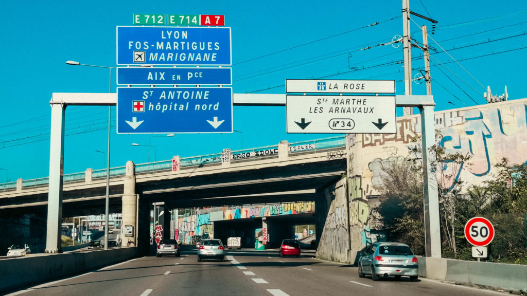 Autoroute A7 panneau Sainte Marthe