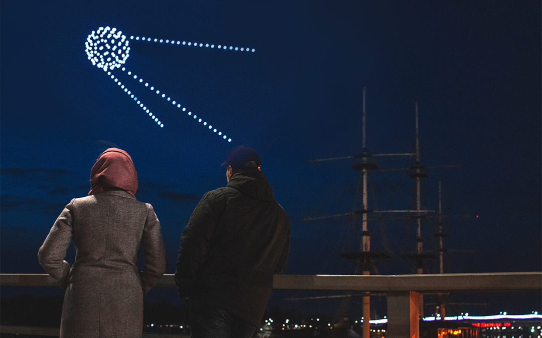 Spectacle de drones, lasers et feu d&rsquo;artifice