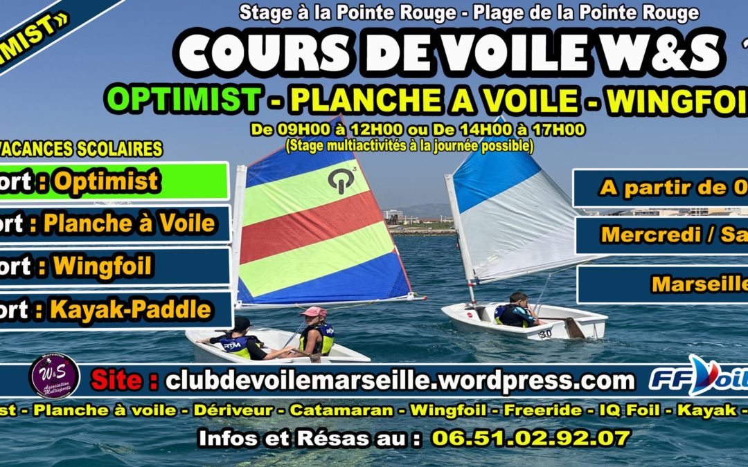 Cours d&rsquo;Optimist avec W&S (Les Samedis)