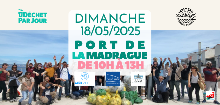 Opération Calanques propres dimanche 18 mai au Port de la Madrague avec l’association un déchet par jour