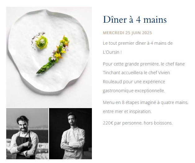 Un dîner à 4 mains pour un voyage culinaire d&rsquo;exception au restaurant L&rsquo;Oursin