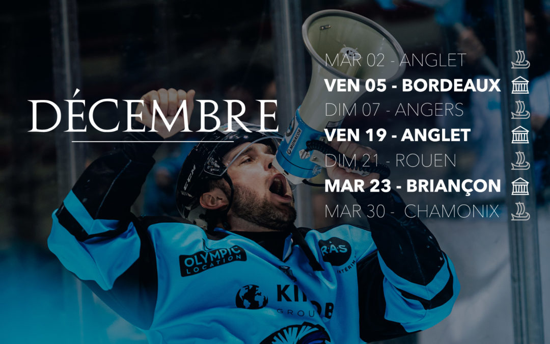 Hockey sur glace : sprint de décembre pour les Spartiates plus le 1/4 de finale de coupe de france mardi 16 décembre