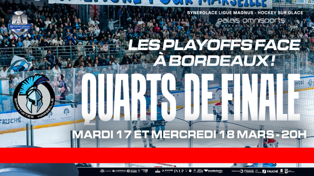 Hockey sur Glace : Les Spartiates contre Bordeaux en Play-Offs à Marseille les 17 et 18 Mars !