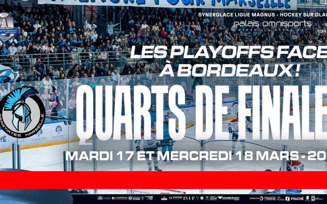 Hockey sur Glace : Les Spartiates contre Bordeaux en Play-Offs à Marseille les 17 et 18 Mars !