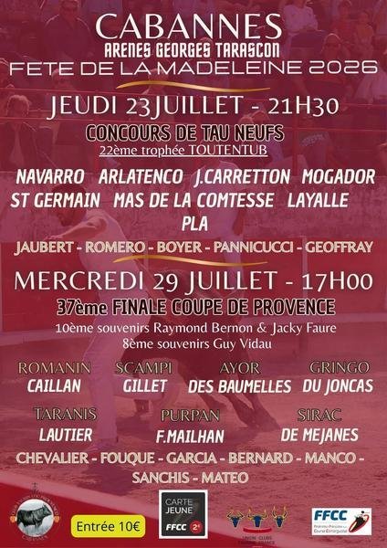 Course camarguaise fête de la Madeleine à Cabannes !