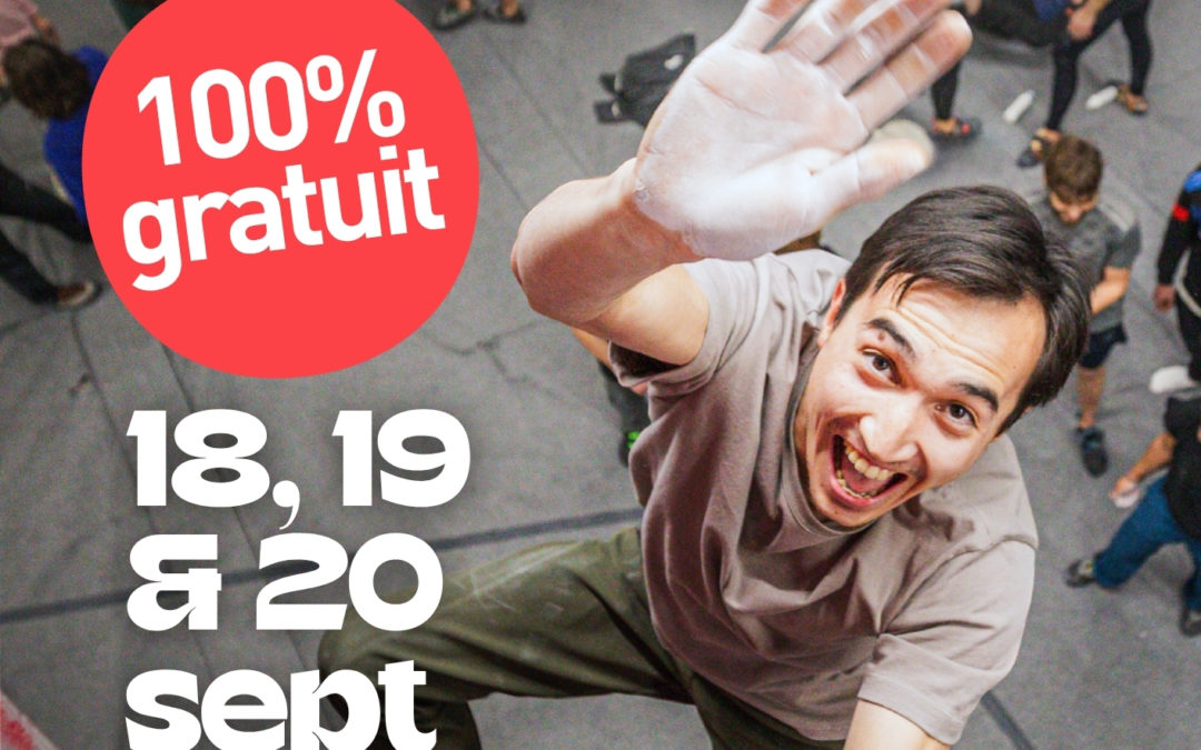 Escalade gratuite à Block&rsquo;Out Vitrolles les 18, 19 et 20 septembre 2026